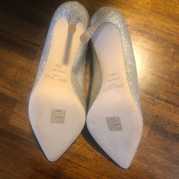 NIB $675 Jimmy Choo Romy Pointed Toe Pump in Platinum Ice Glitter - size 9.5! - Picture 10 of 11